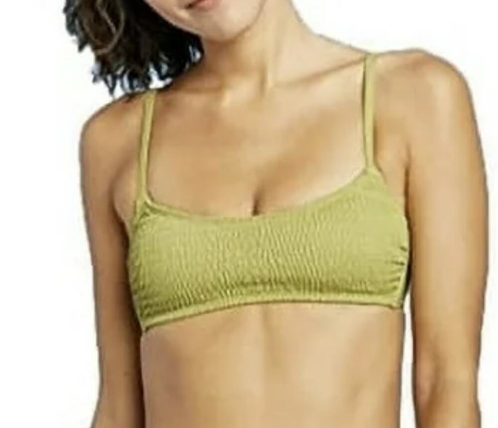 Xhilaration Smocked Bralette Bikini Top Olive Green Swim Size X-Small NWT